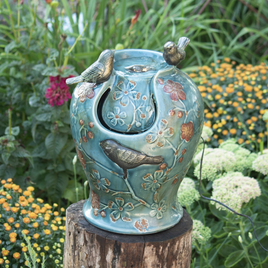 Blue Verdigris Songbird Fountain - 13-in – Mellow Monkey