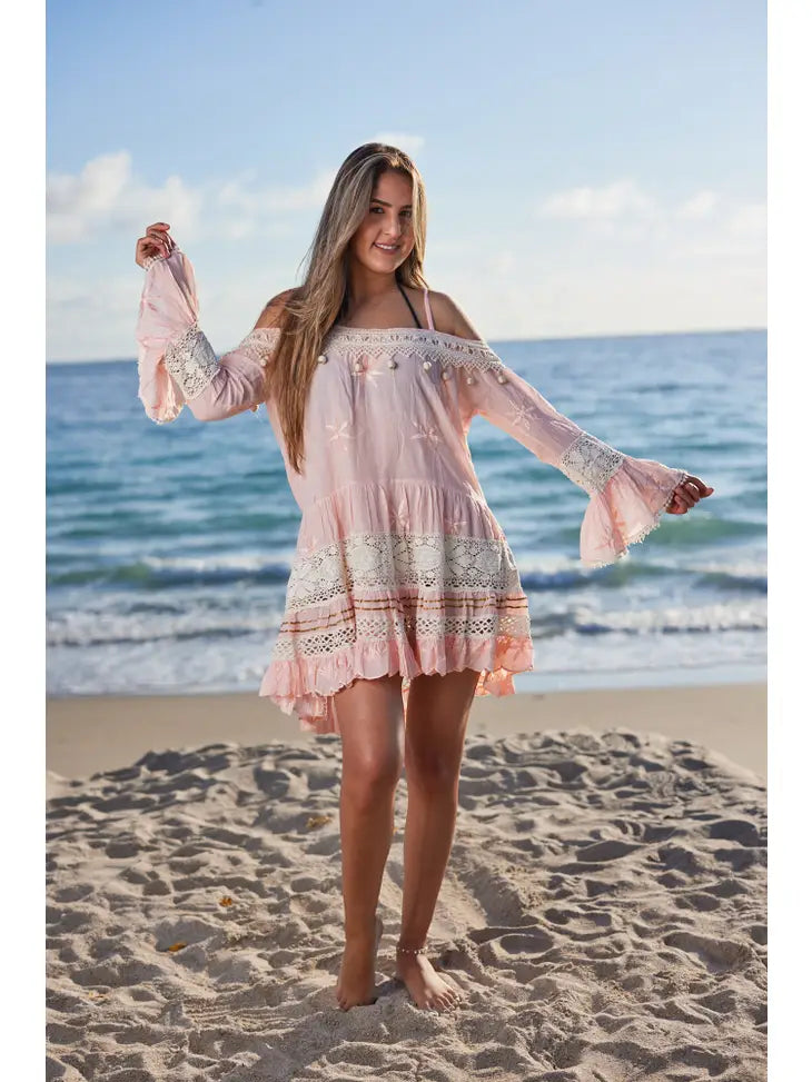 Baby Pink Cotton Cover Up Dress