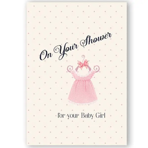 On Your Shower for Your Baby Girl - Dress - New Baby Greeting Card - Mellow Monkey
