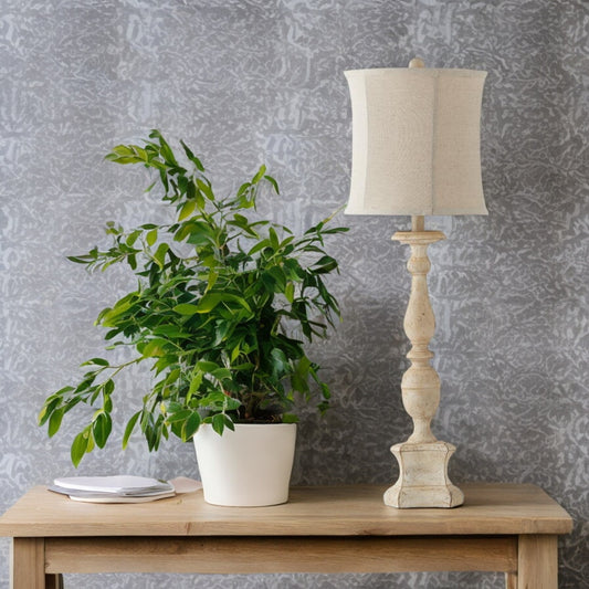 Distressed White Buffet Lamp - 34-in - Mellow Monkey