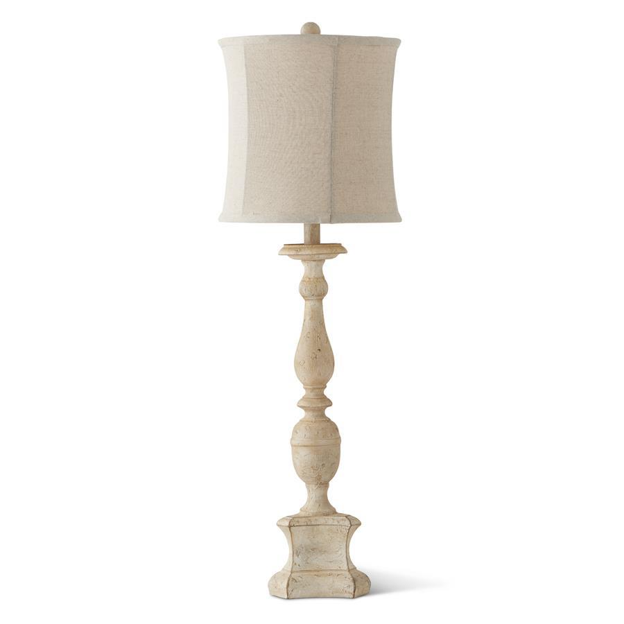Distressed White Buffet Lamp - 34-in - Mellow Monkey