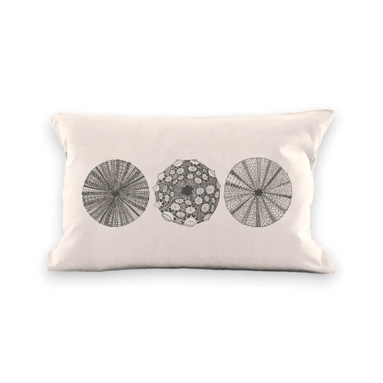 Sea Urchins - Natural Canvas Coastal Lumbar Pillow - 12-in x 20-in - Mellow Monkey