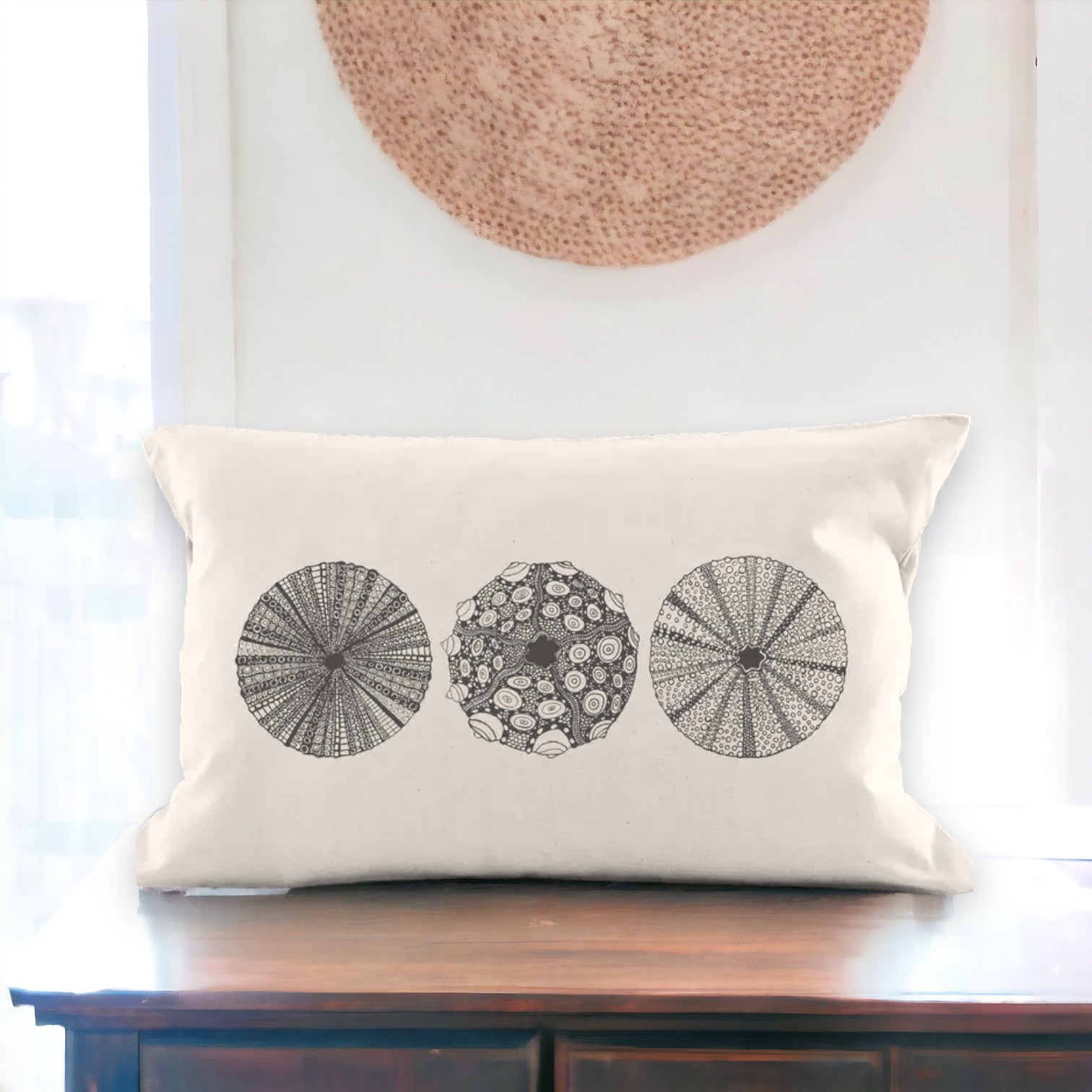 Sea Urchins - Natural Canvas Coastal Lumbar Pillow - 12-in x 20-in – Mellow  Monkey