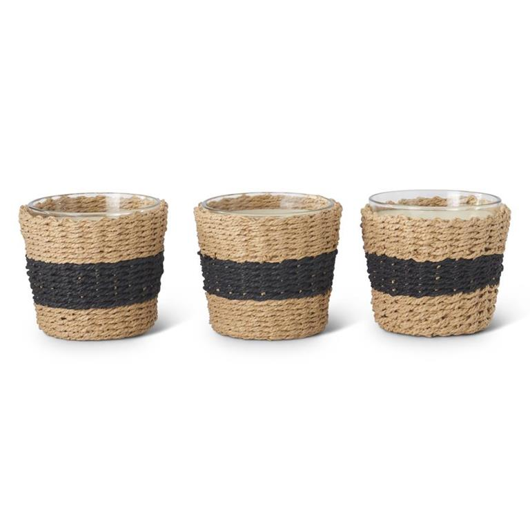 Soy Candle in Striped Wicker Sleeve - 26-oz. - Mellow Monkey