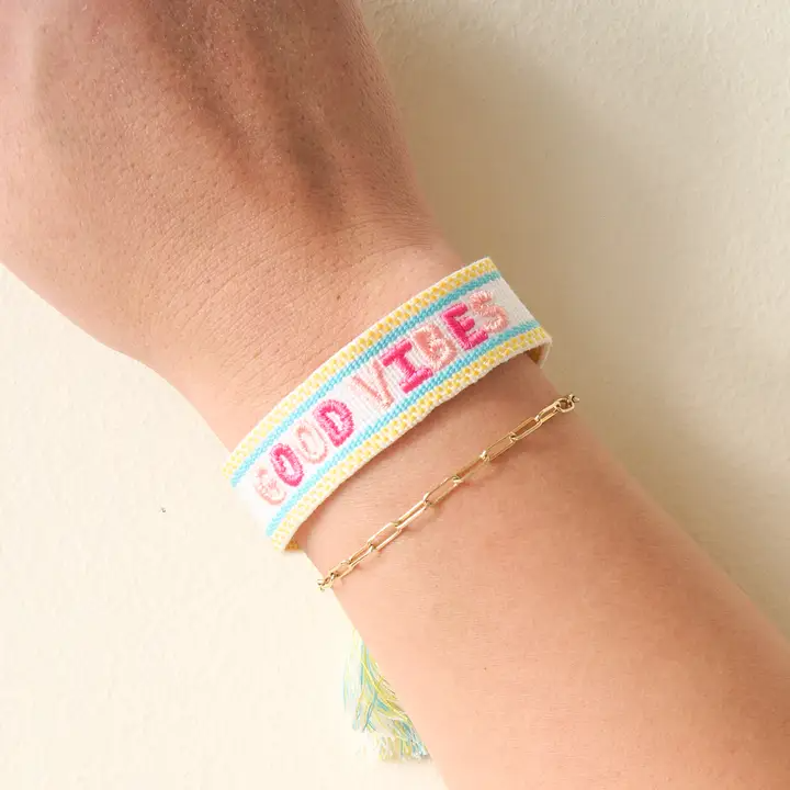 Good Vibes Woven Stacker Bracelet – Mellow Monkey