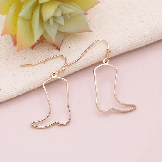 Lonesome Cowboy Gold Boot Earrings