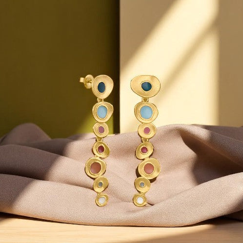 FAVORITA COLORS Ohrringe – Design Von Joidart, 24K Vergoldet – Handgefertigter Schmuck Mit Kaltemaille