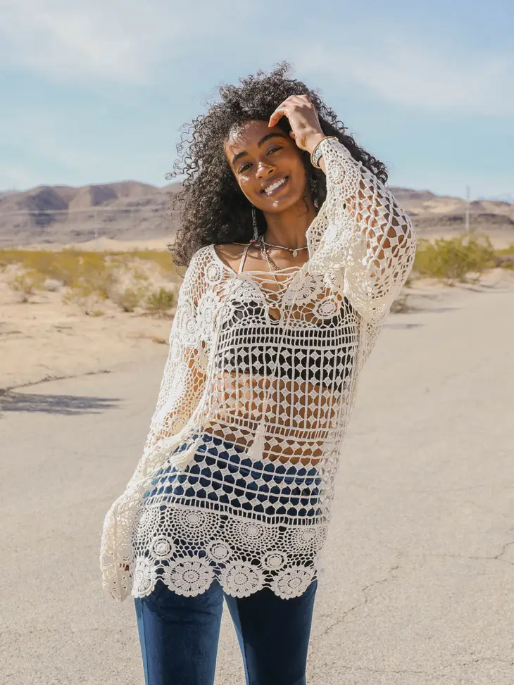 Lace up hotsell crochet top