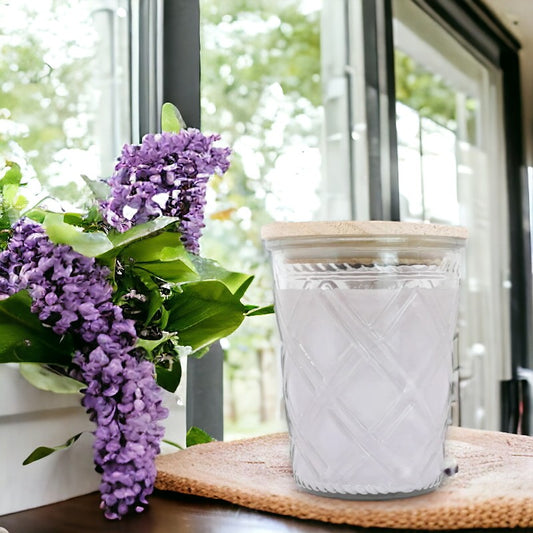 Modern Lilac - Swan Creek Timeless Crystal Jar 100% Soy Candle 12-oz - Mellow Monkey