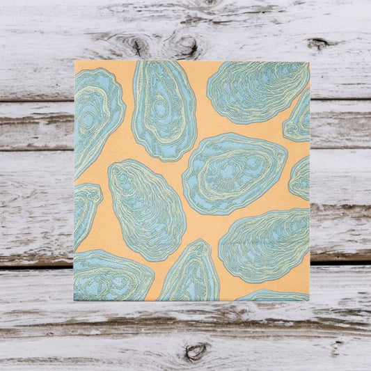 Tangerine and Aqua Oyster Shells Cocktail Napkins - Pack of 12 - Mellow Monkey