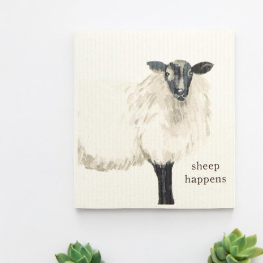 Sheep Happens - Farm Animal Swedish Dishcloth - Mellow Monkey