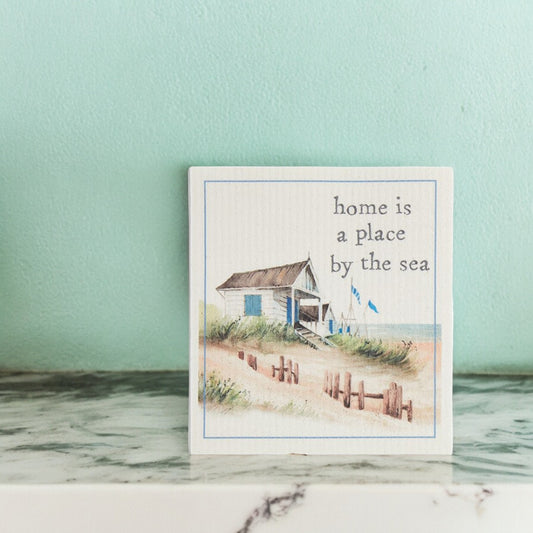 Home is a Place By the Sea- Ocean Swedish Dishcloth - Mellow Monkey