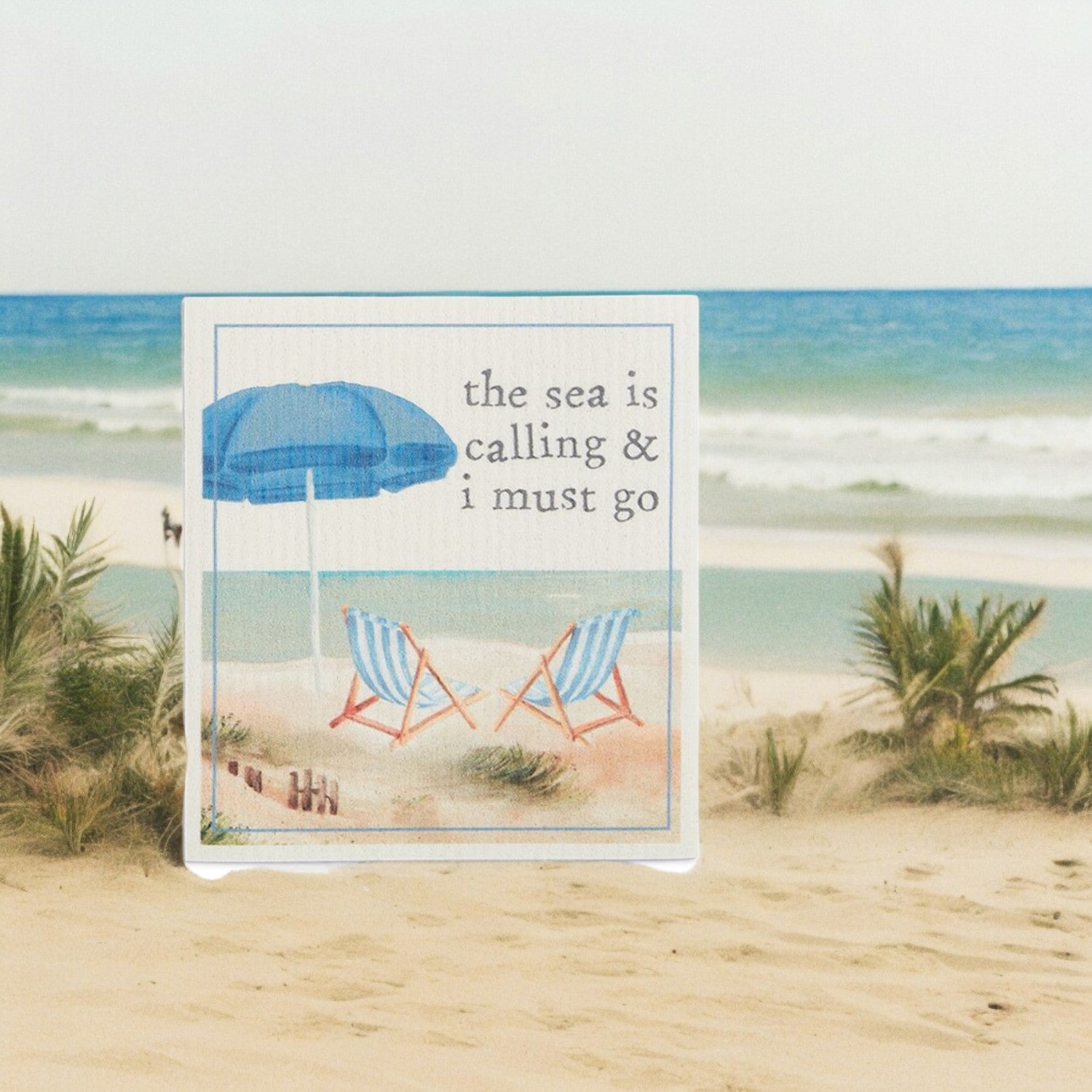 The Sea is Calling and I Must Go - Ocean Swedish Dishcloth - Mellow Monkey