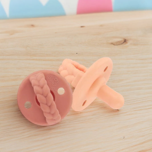 Sweetie Soother™ Pacifier Sets (2-pack) Apricot & Terracotta Braids - Mellow Monkey