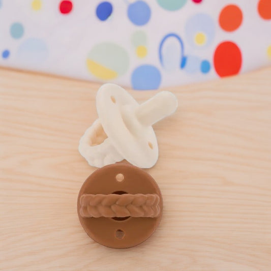 Sweetie Soother™ Pacifier Sets (2-pack) Coconut & Toffee Braids - Mellow Monkey