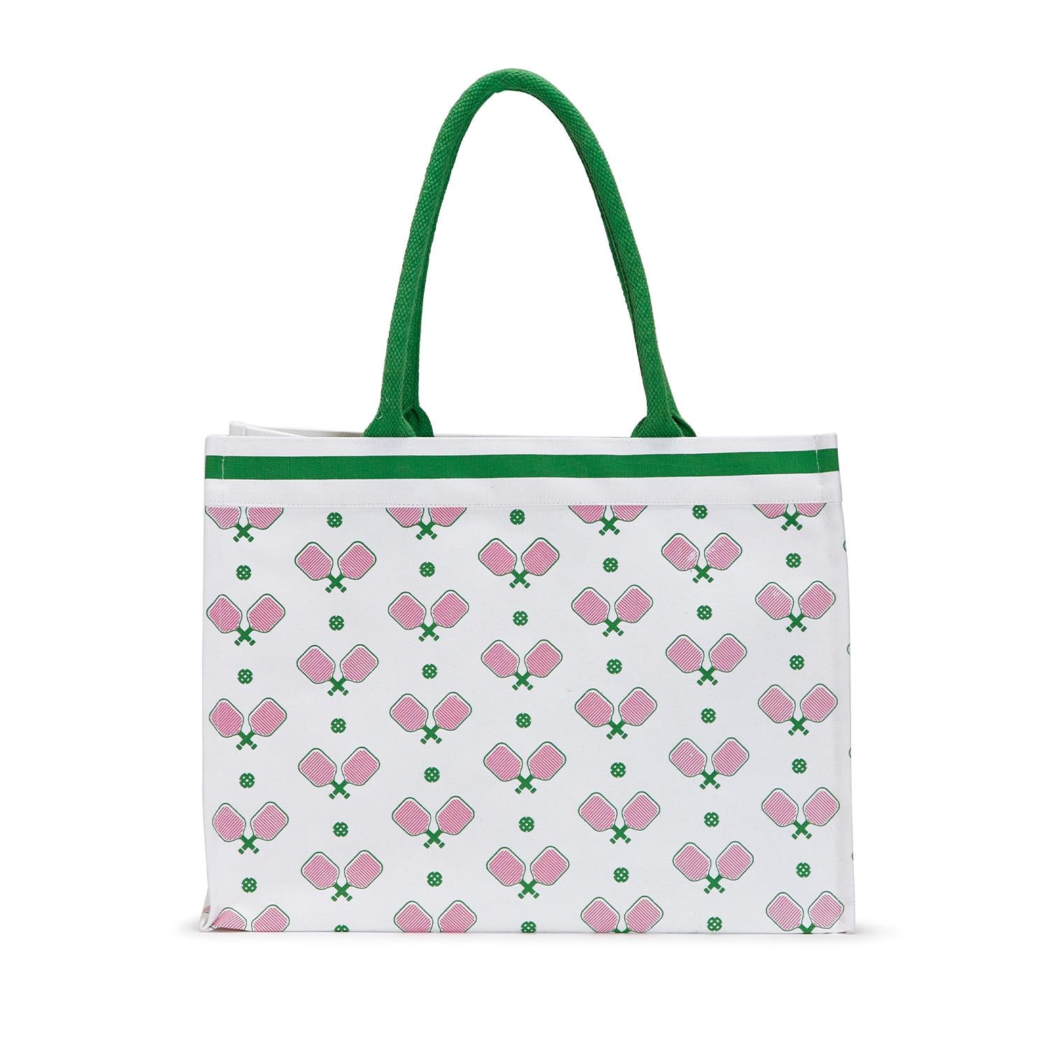 Canvas Tote - Tennis/Pickleball Motif - Sprinkled With Pink