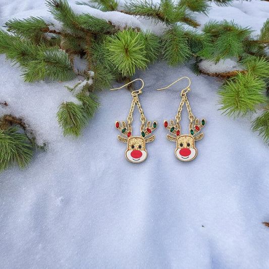 Rudolph with Glitter Holiday Earrings