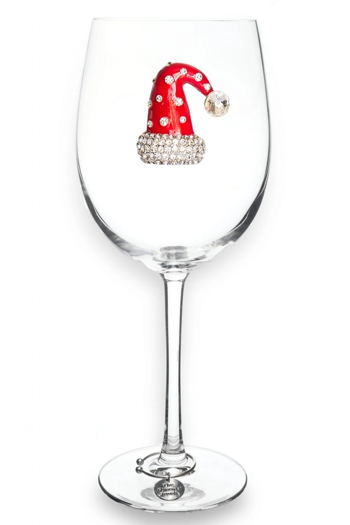 Christmas Sleigh Jeweled Stemmed Wine Glass