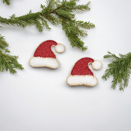 Sparkling Santa Hats Holiday Earrings