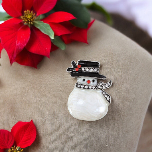 Snowlady with Crystals Holiday Pin/Brooch