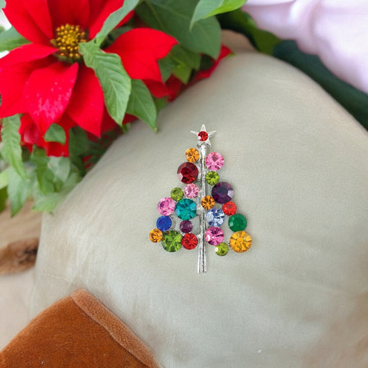 Jeweled Christmas Tree Holiday Pin/Brooch