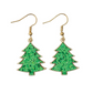 Green Sequin Christmas Tree Holiday Earrings