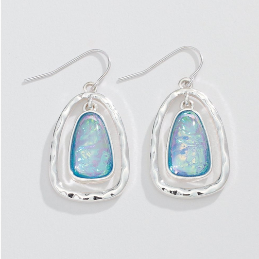 Opalescent with Hammered Silver- Earrings