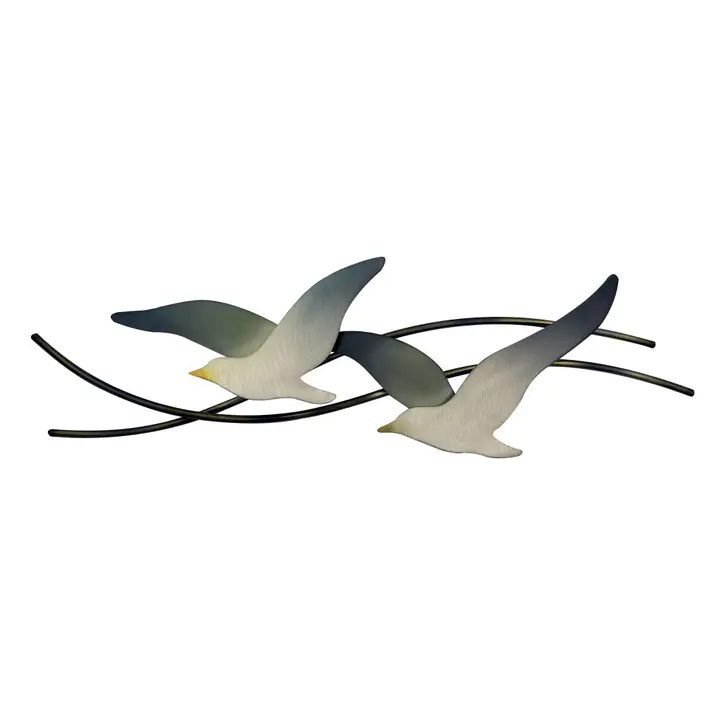 Pair Of Seagulls Metal Wall Décor - 20-in - Mellow Monkey
