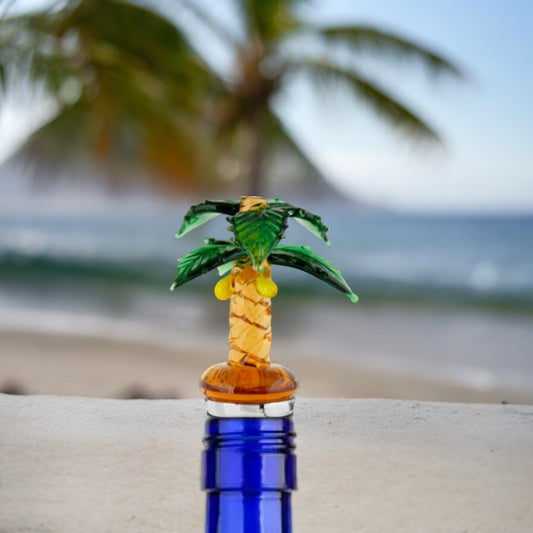 Glass Palm Tree Bottle Stopper