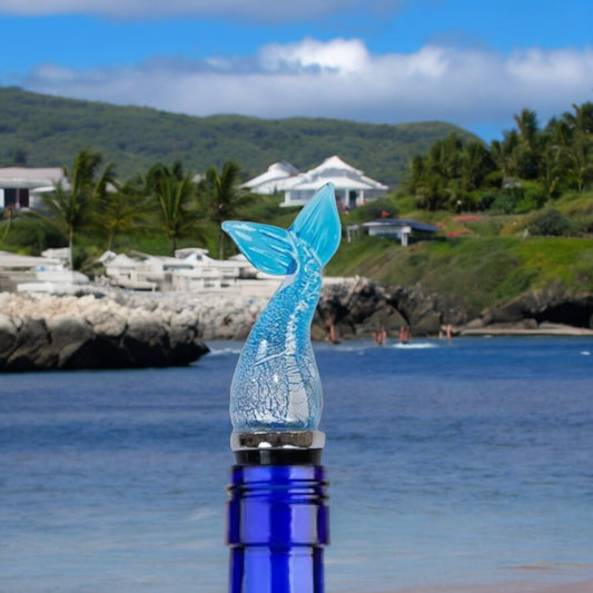 Glass Whale Tail Bottle Stopper