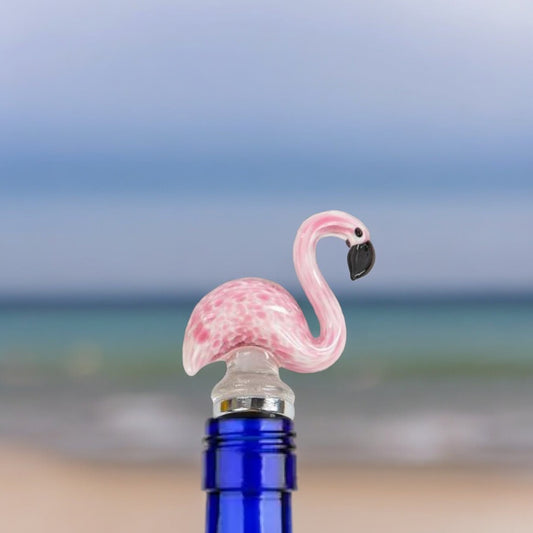 Glass Pink Flamingo Bottle Stopper