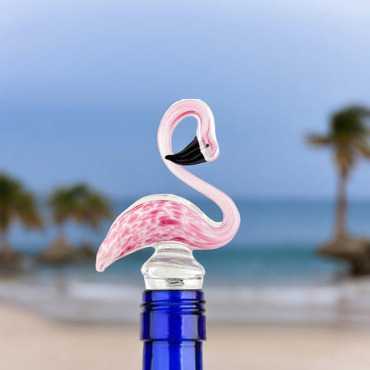Glass Flamingo Bottle Stopper