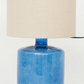 Large Blue Bubble Glass Lamp With Canvas Shade - 17-in - Mellow Monkey