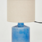 Small Blue Bubble Glass Lamp With Canvas Shade - 11-1/2-in - Mellow Monkey