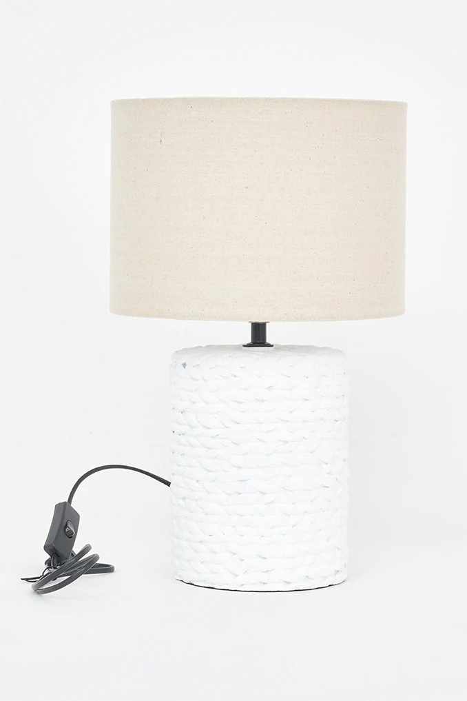 White Cement Rope Table Lamp - 18-in - Mellow Monkey