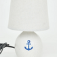 Small White Terracotta Lamp With Blue Anchor - 9-in - Mellow Monkey