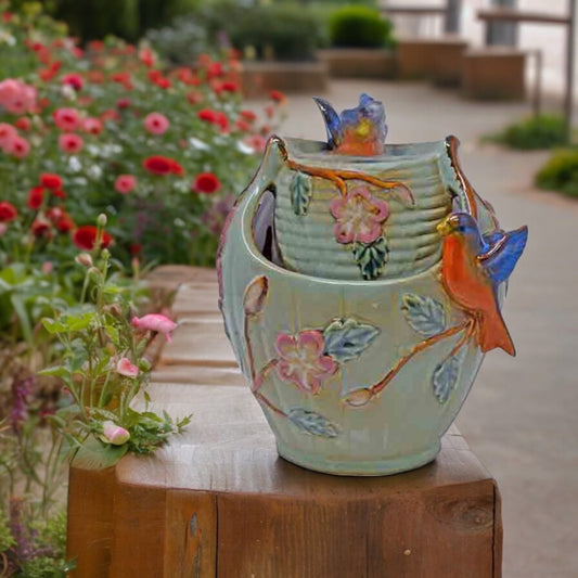 Bluebird Tabletop Ceramic Fountain - 7-1/2-in