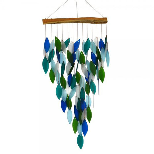 Deluxe Ocean Waterfall Glass And Driftwood Chime - Mellow Monkey
