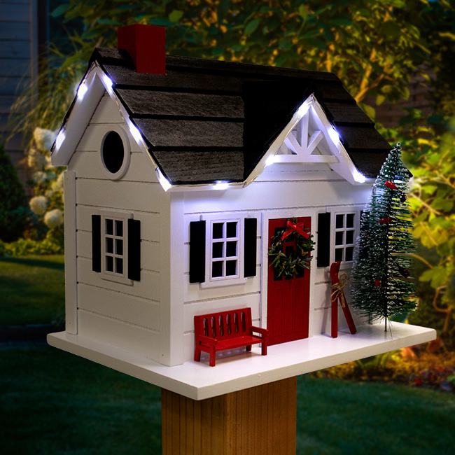 Picture of Ski House Birdhouse with LED Lights – Mellow Monkey