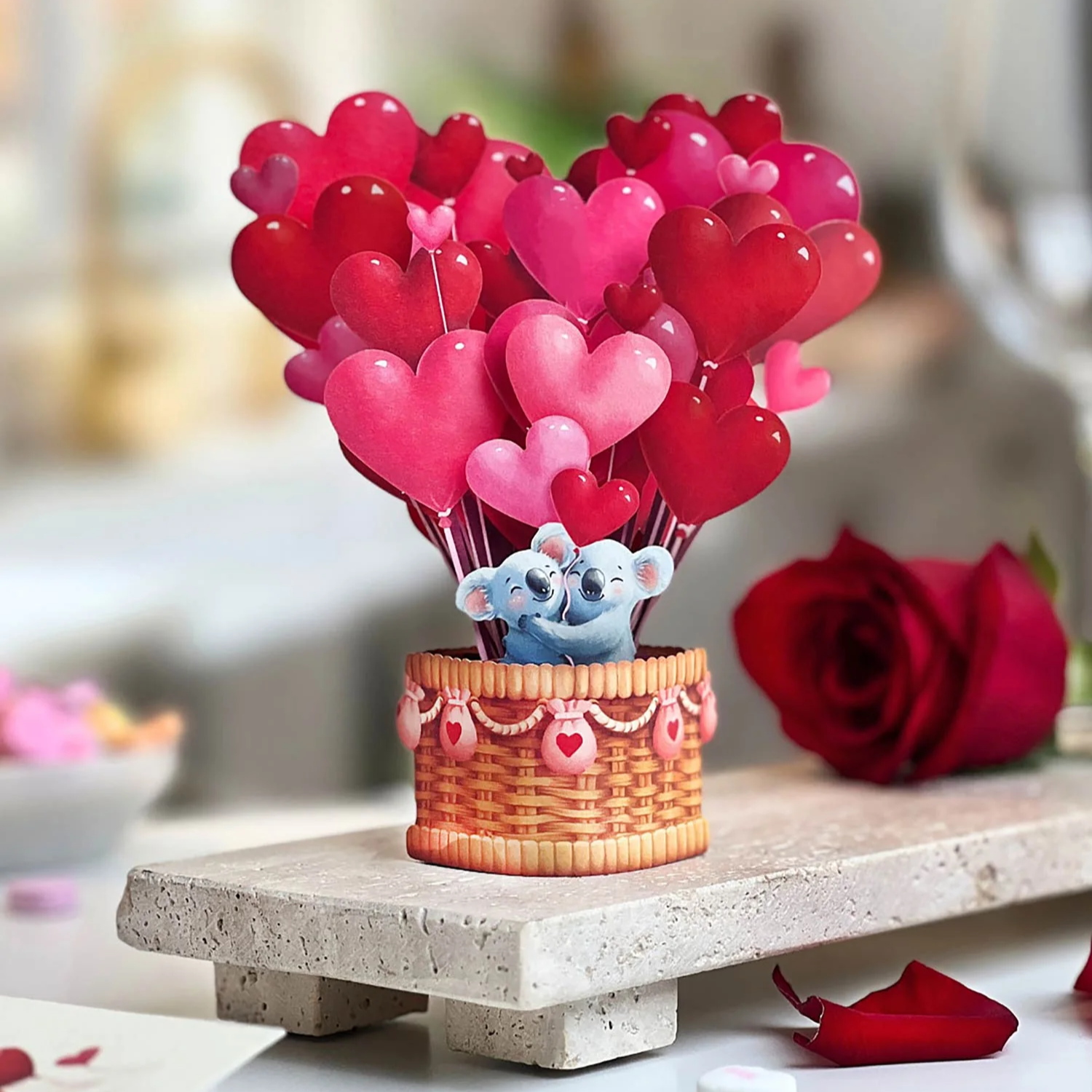 Heart Balloonクリップブローチ FreshCut Mini Heart Balloons- Pop-Up Flower Bouquet Greeting Card