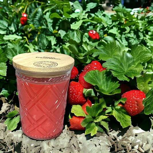 Fresh Strawberry - Swan Creek Timeless Crystal Jar 100% Soy Candle 12-oz - Mellow Monkey