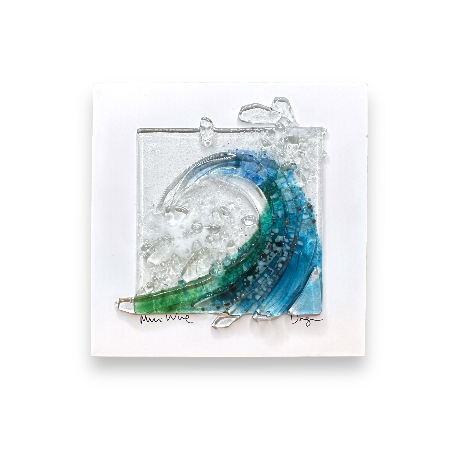 Mini Wave Handmade Glass Wall / Shelf Art - 6-in - C - Mellow Monkey