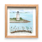 Avery Point Lighthouse Groton Connecticut Two Sea Glass Birds on Watercolor Print - Deluxe Framed Shadowbox - 8-7/8-in - Mellow Monkey