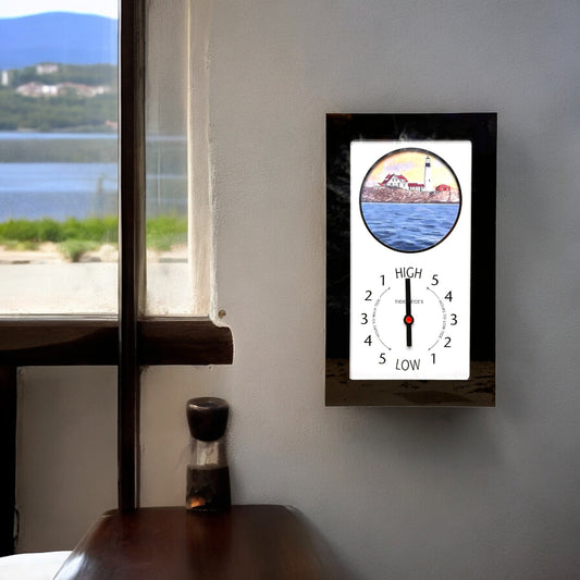 Tidepieces - Portland Head Light Tide Clock - Black Flat Panel