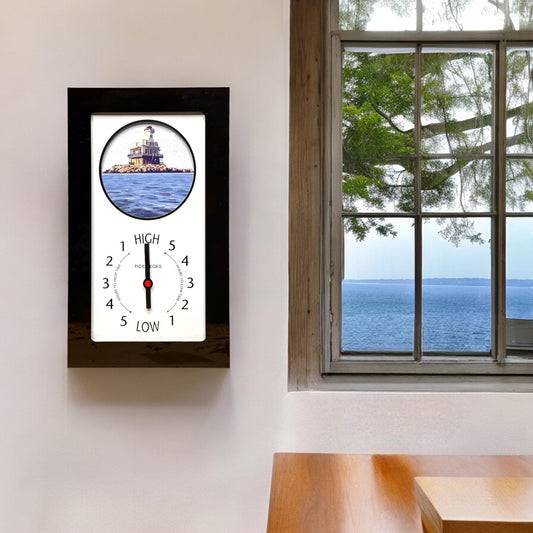 Tidepieces - Greenport Long Beach Bar "Bug" Light Tide Clock - Black Flat Panel