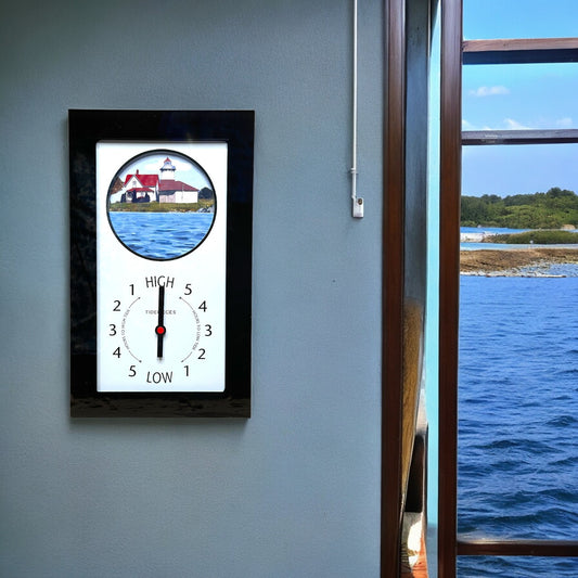 Tidepieces - Stratford Point Lighthouse Tide Clock - Black Flat Panel