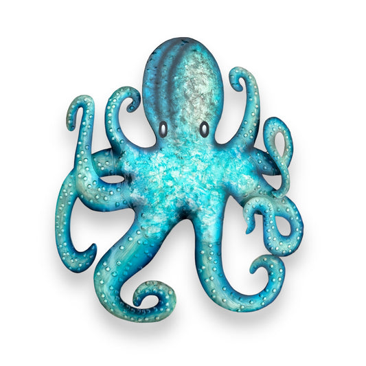 Octopus Capiz and Metal Blue Wall Decor - 22-in - Mellow Monkey