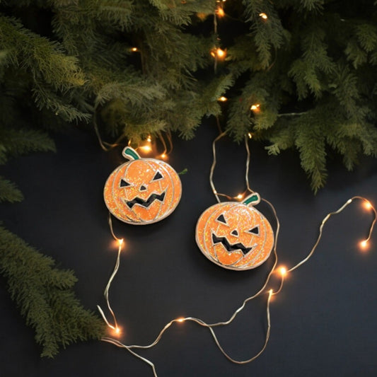 Glitter Pumpkin Halloween Earrings
