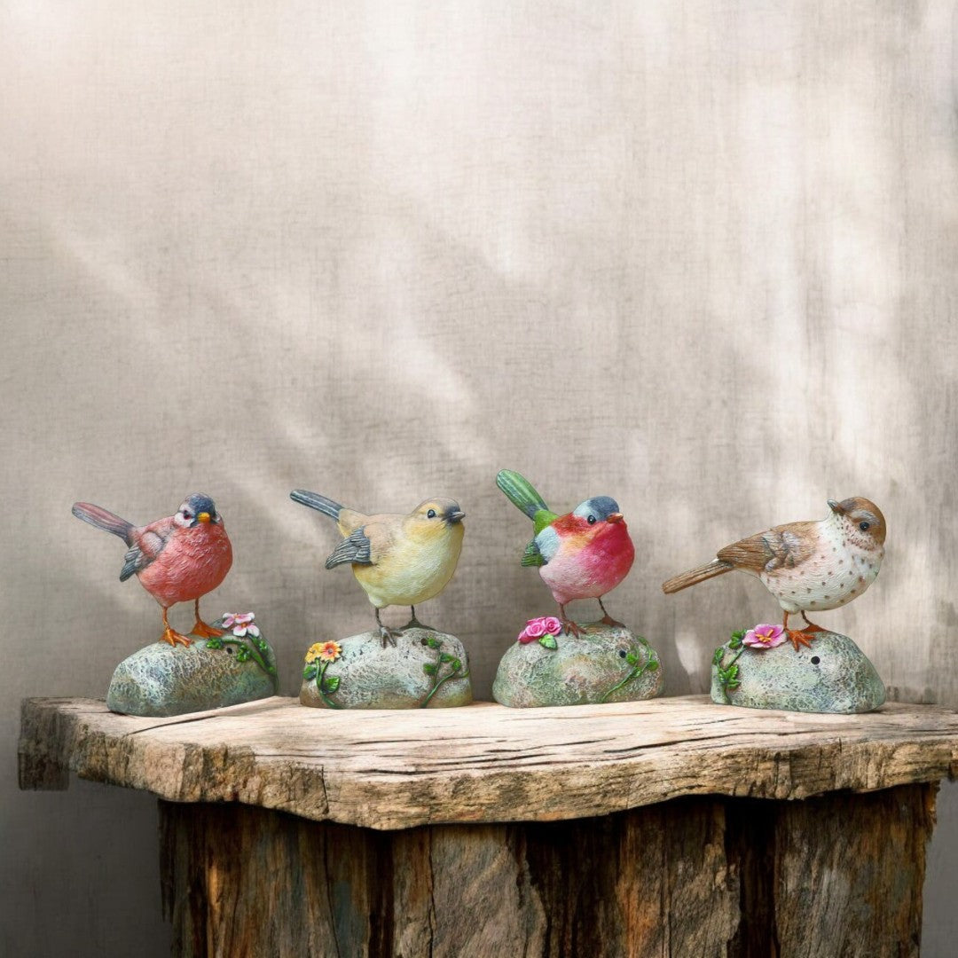 リモージュボックス　スズメ　love bird Resin Motion Sensor Bird on a Rock with Bird Sounds - 5-3/4-in