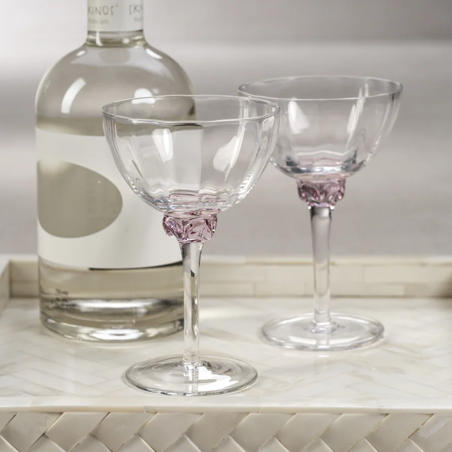 Blush Colette Martini/Cocktail Optic Glass - Mellow Monkey